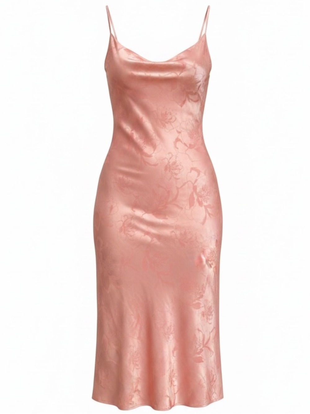 Timing Pink Floral Satin Slip Midi Dress Small - Picture 1 of 3